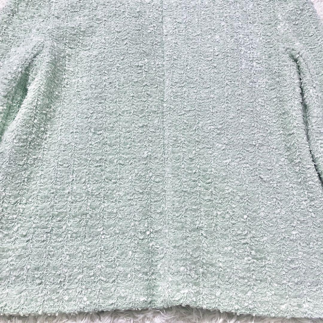 FOXEY*フォクシーツイードニットノーカラージャケットミント