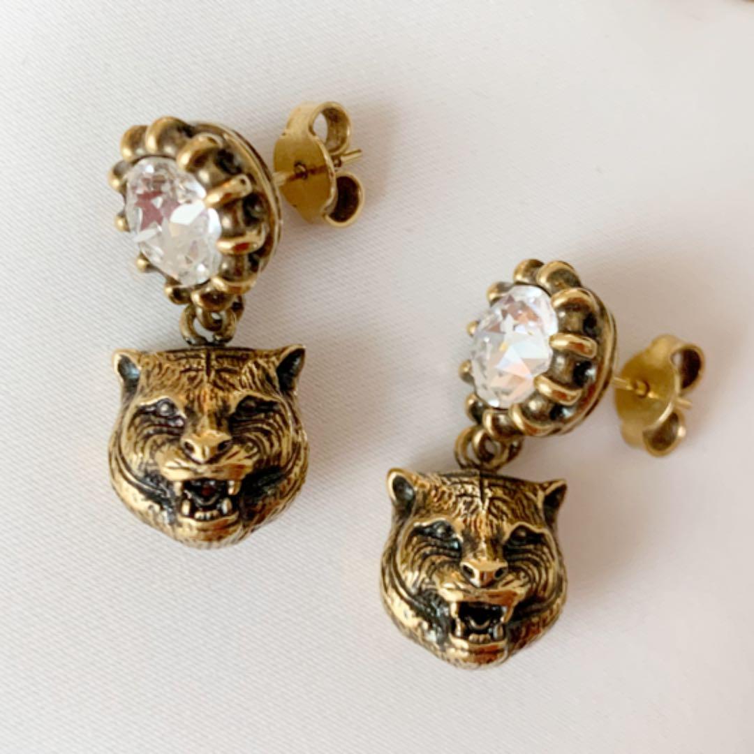 GUCCIキャットヘッドピアス ゴールド ねこ ネコ 【現金特価】 日本直営店 専用!他の方購入不可。GUCCI ピアス キャットヘッド リボンモチーフ ピアス(両耳用)