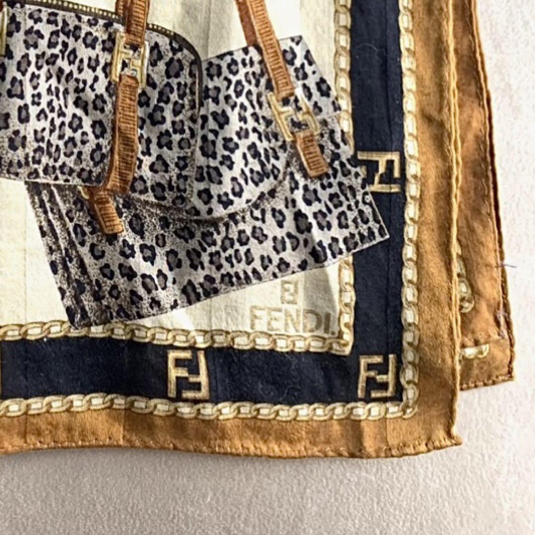 FENDI フェンディ ヒョウ柄 エレガントスカーフ 鞄 バッグ 鎖 ゴールド❷