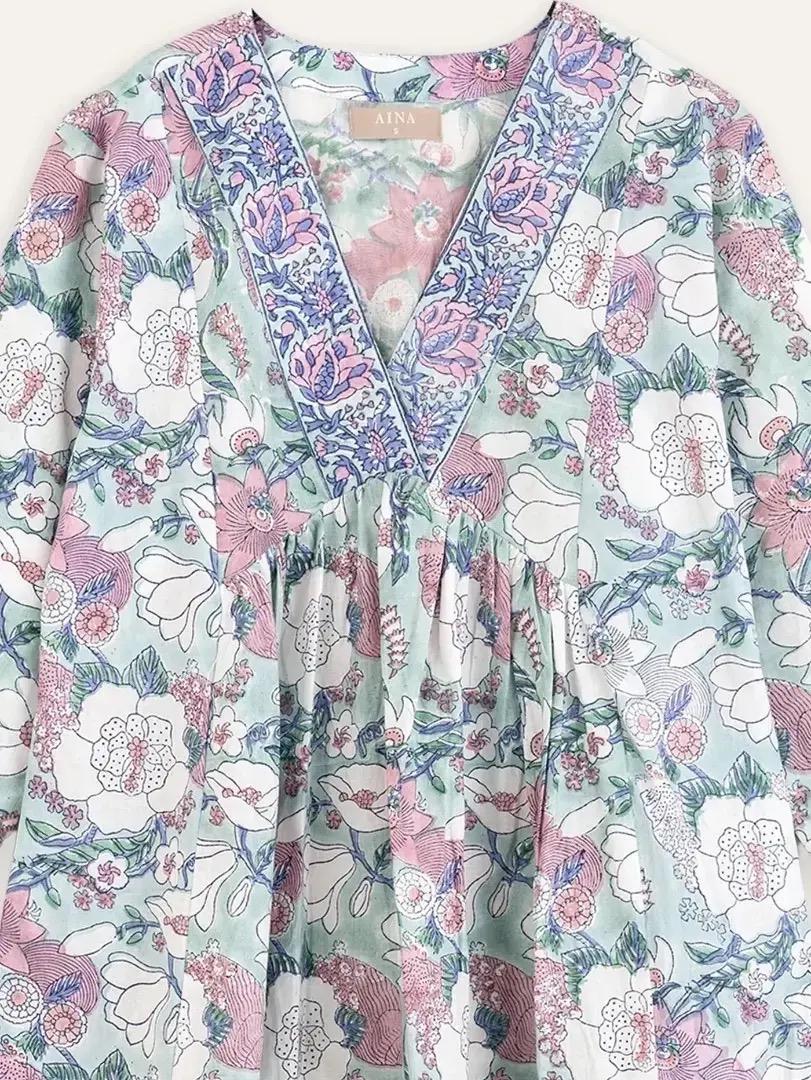 A21 Haadiyah XL ワンピ レトロモダン ハンドブロックプリント