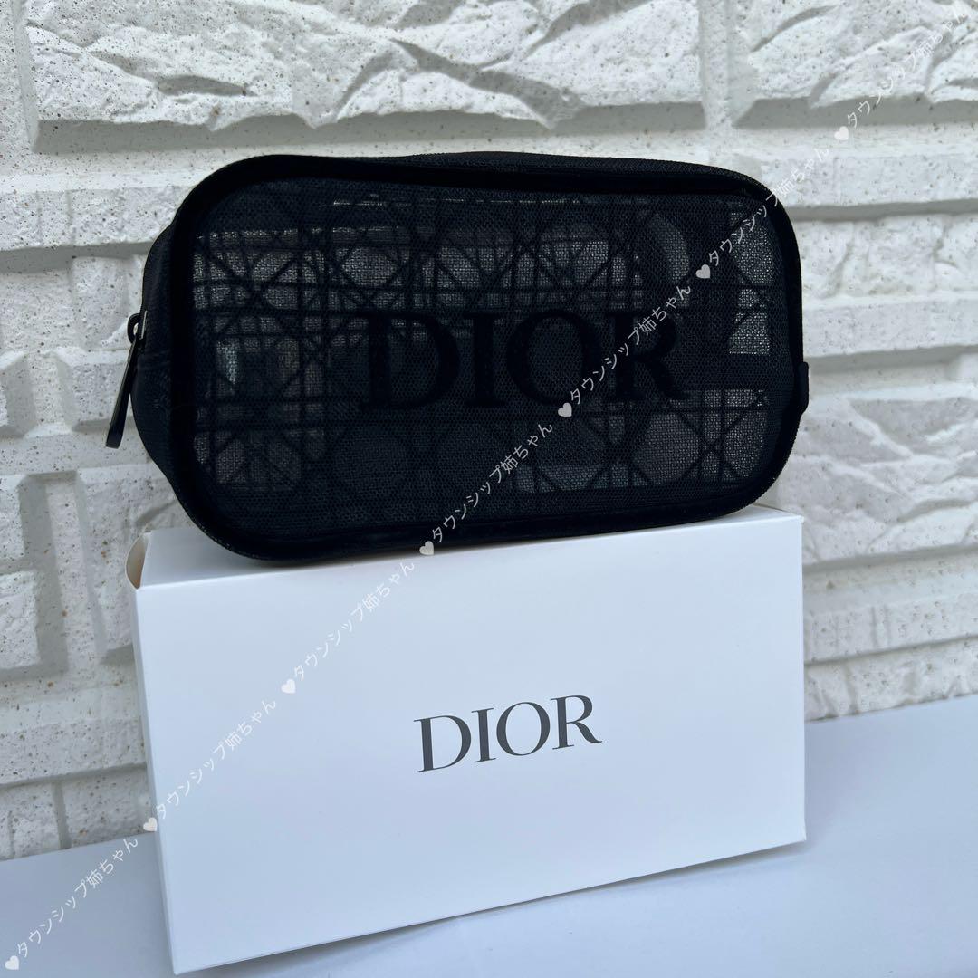 ケンケン 　DIOR ブラックメッシュポーチ 箱付き　新品2点