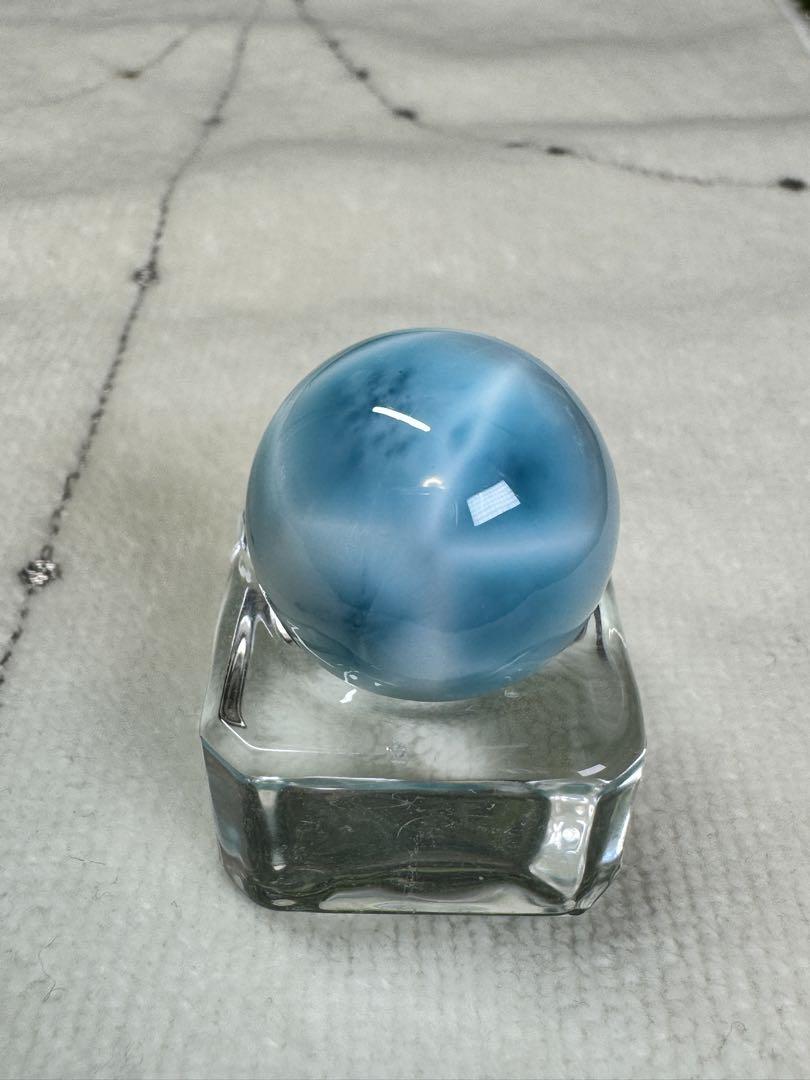 最高級品質　全面波模様　天然ラリマー　スフィア　21ｍｍ