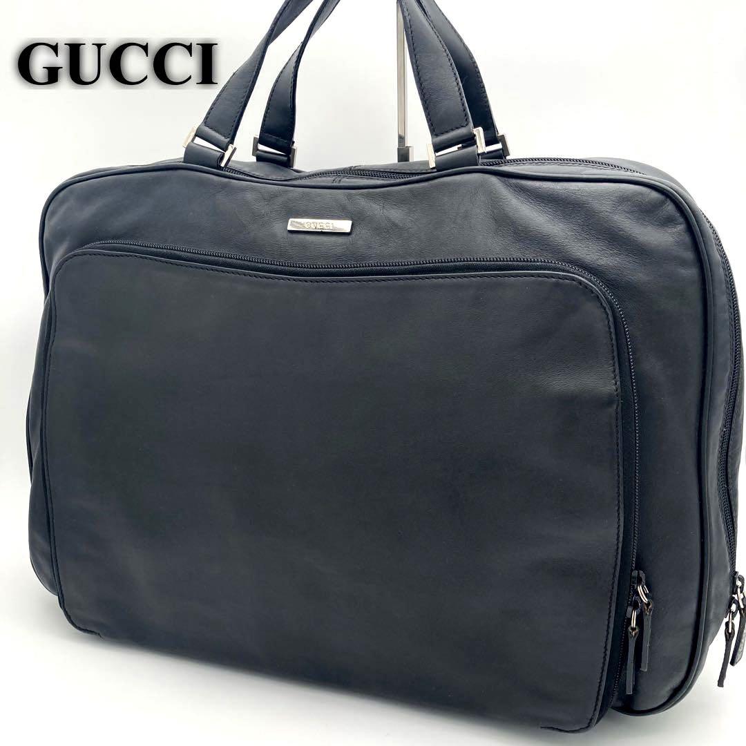 美品✨GUCCI グッチ ビジネスバッグ レザー ブラック A4収納 ブリーフ