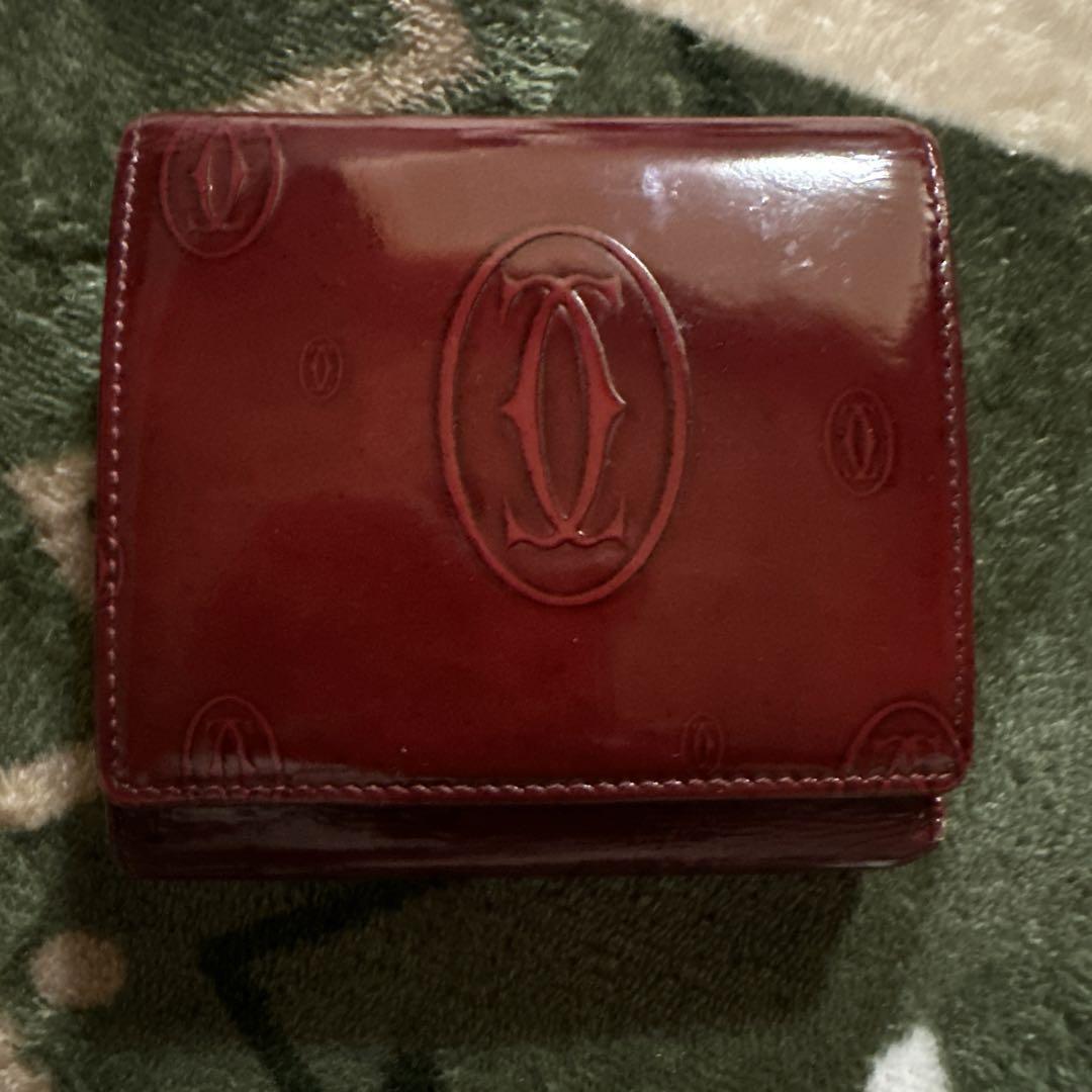 Cartier 二つ折り財布　赤いレザー 二つ折り財布 l3001356_top.jpg