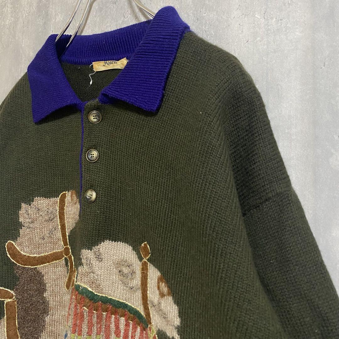 【雰囲気◎】メンズ　ニット　長袖　Moare ラクダ　グリーン