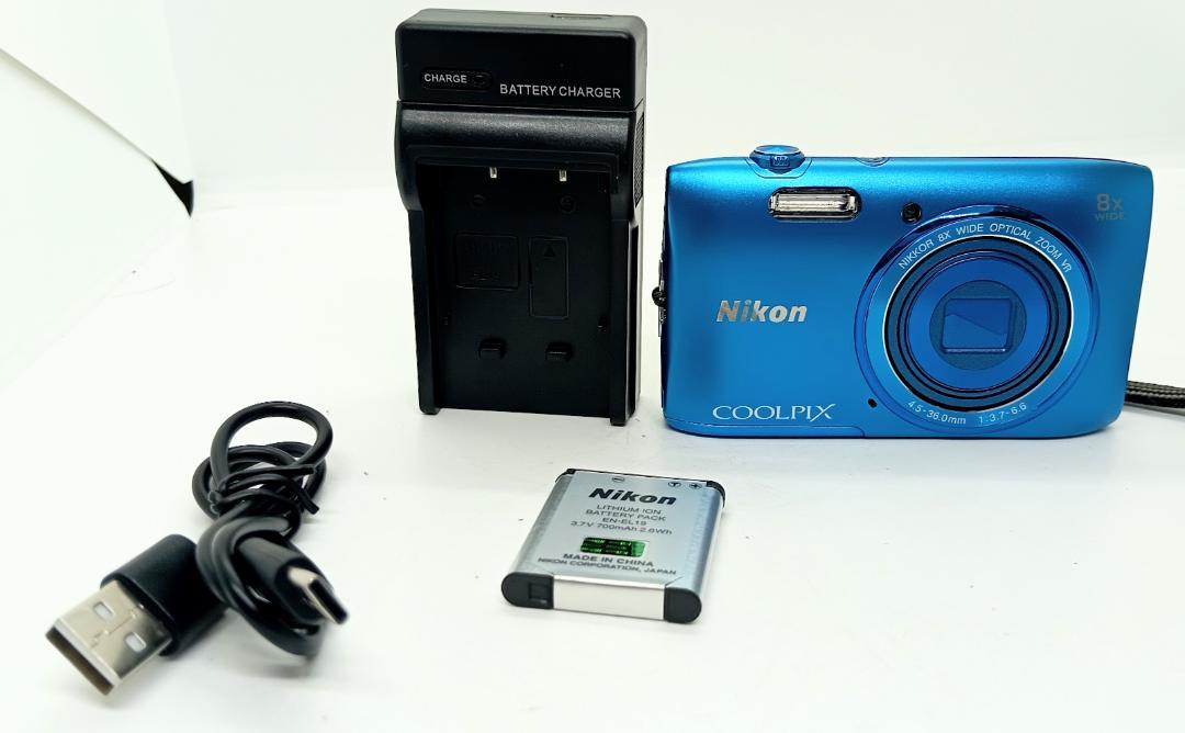 Nikon COOLPIX S3600 青色 デジカメ 充電器、バッテリー付き