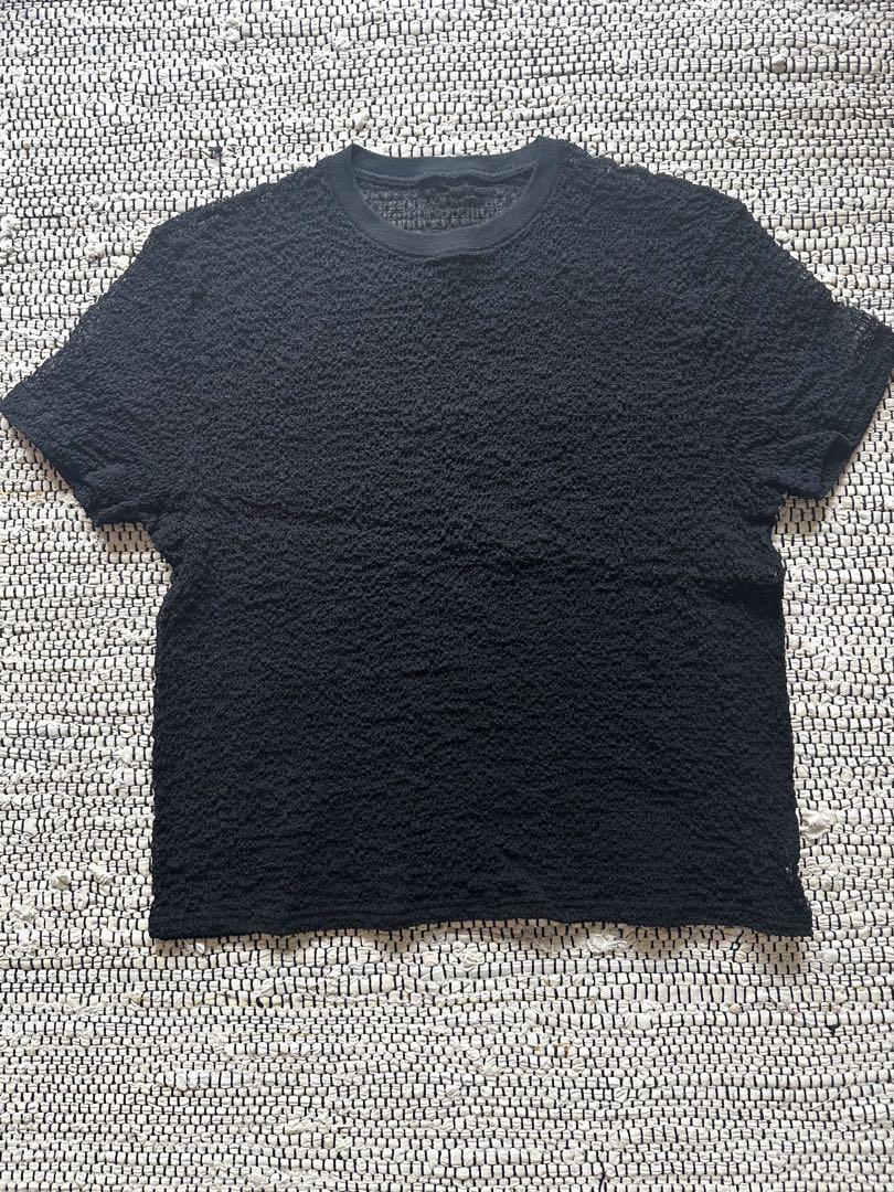 6roku シアーシャーリングTシャツ　黒 今季新品6ROKUロク□シアーシャーリングTシャツ／半袖カットソー