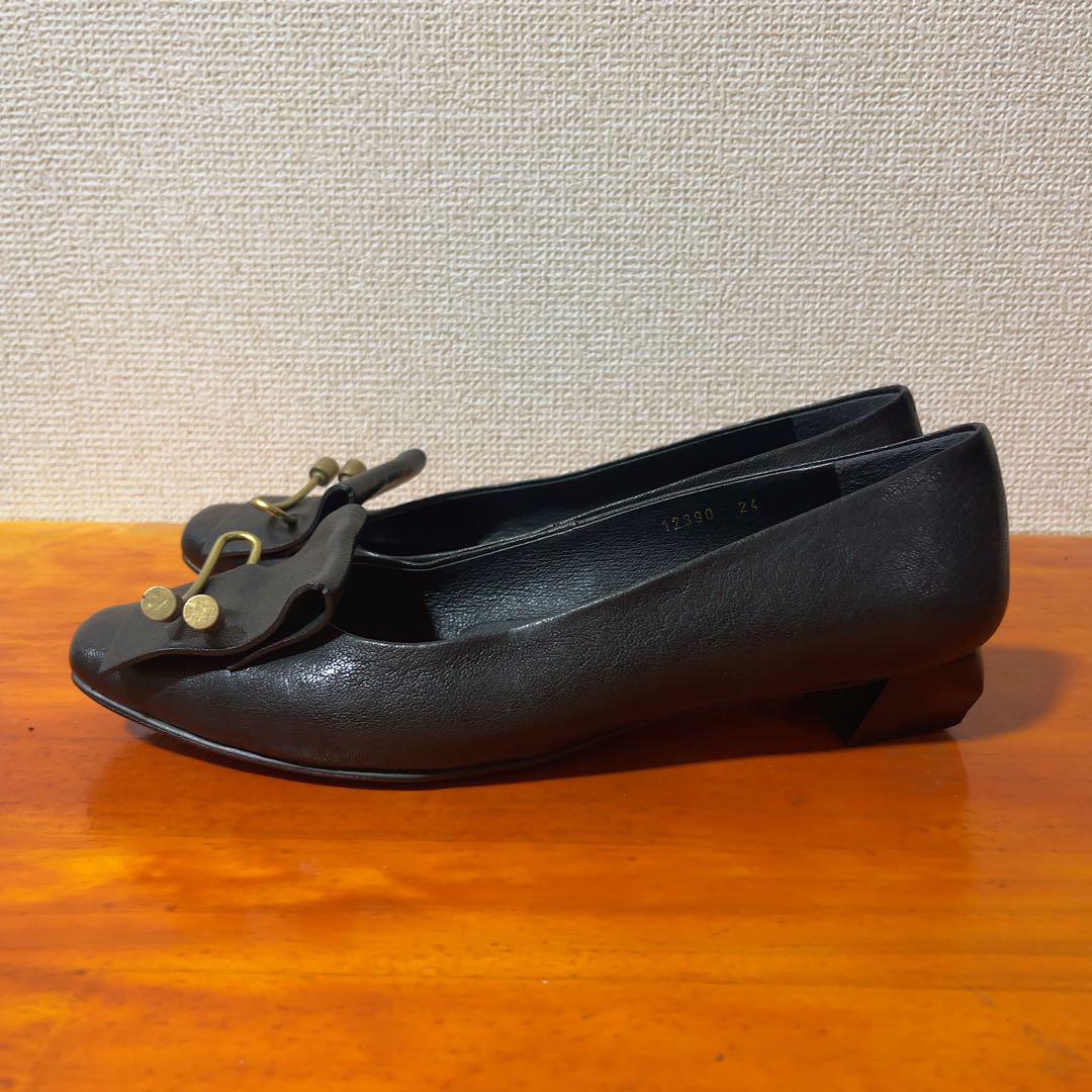 ❀美品 ラボキゴシワークス 黒 ブラック 24cm パンプス