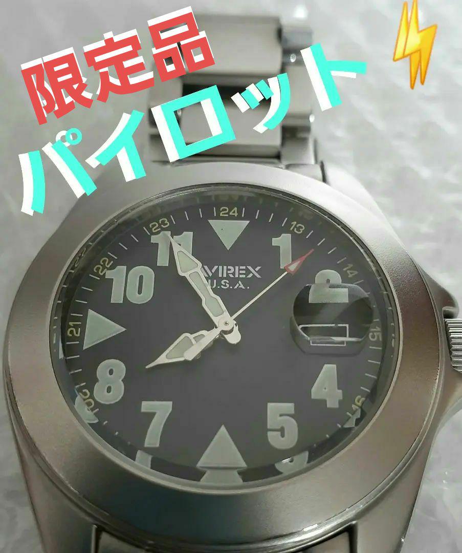 AVIREX⚡アヴィレックス【良好】BOX付き❗ブラックダイヤル 　メンズ時計時計