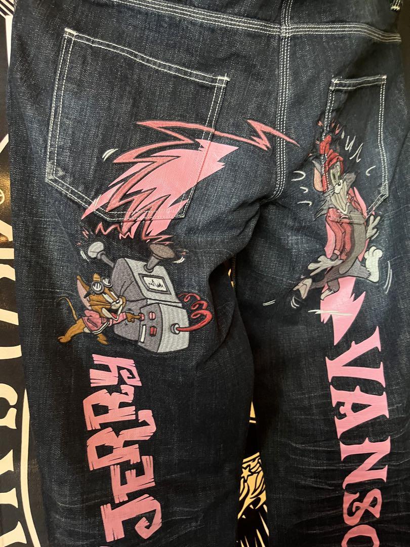 新品バンソンvanson✖️トムとジェリーコラボ　 ストーリーデザイン　パンツXL