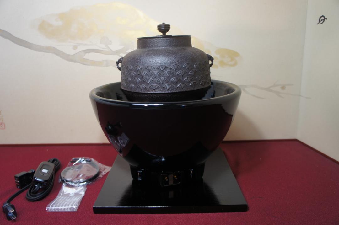 専用☆ 美品 創功野々田 黒真塗風炉 (紅鉢型)電熱器 小釜 釜鐶他 送料込み