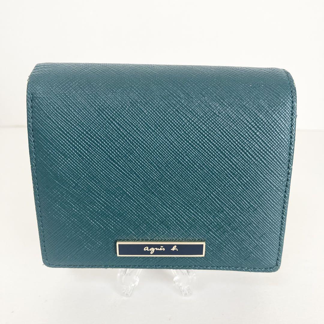 美品❗️agnes b アニエスベー 二つ折り財布 グリーン 緑