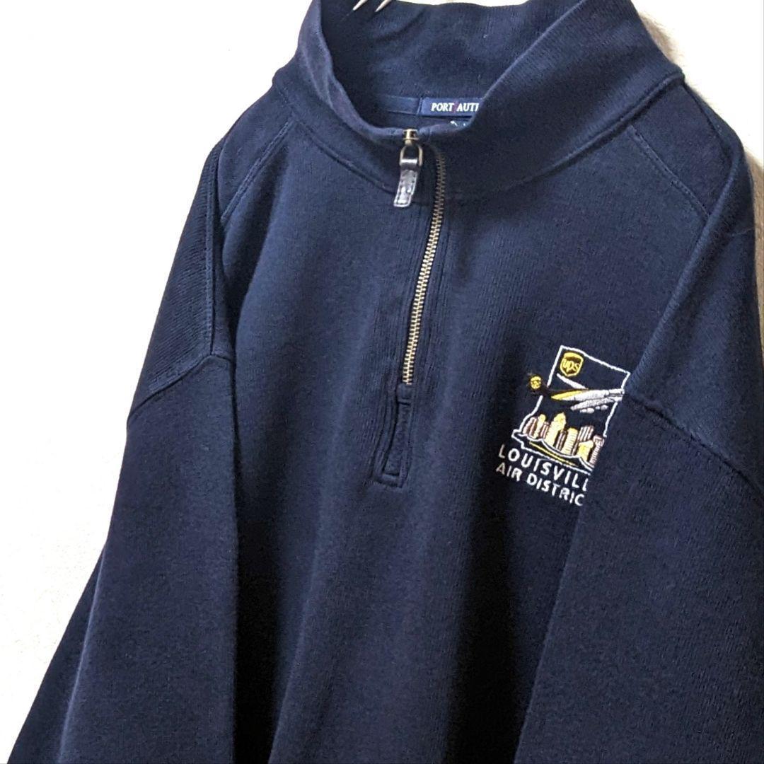 ポートオーソリティルイビルエアディストリクト刺繍 スウェットネイビーL古着