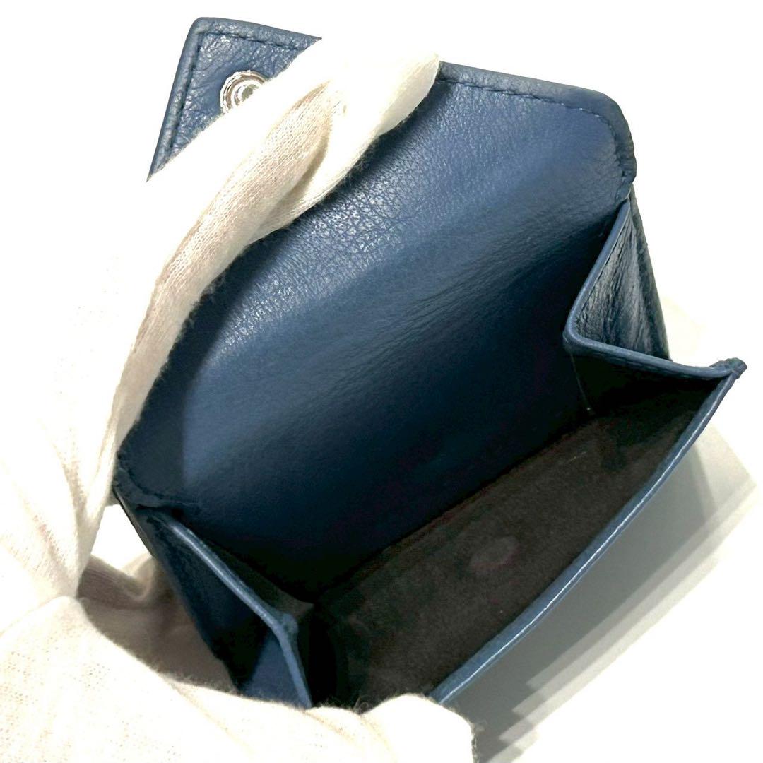 バレンシアガ　ペーパー　ミニウォレット　三つ折り財布　エブリデイ　スカイブルー