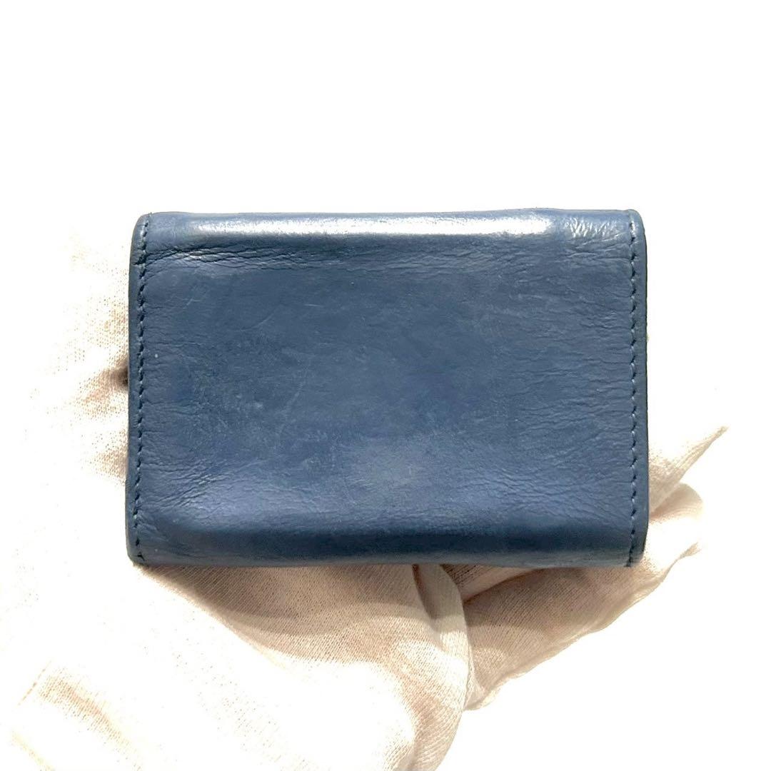バレンシアガ　ペーパー　ミニウォレット　三つ折り財布　エブリデイ　スカイブルー