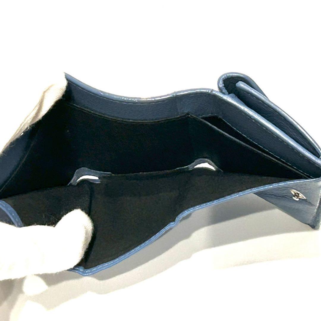 バレンシアガ　ペーパー　ミニウォレット　三つ折り財布　エブリデイ　スカイブルー
