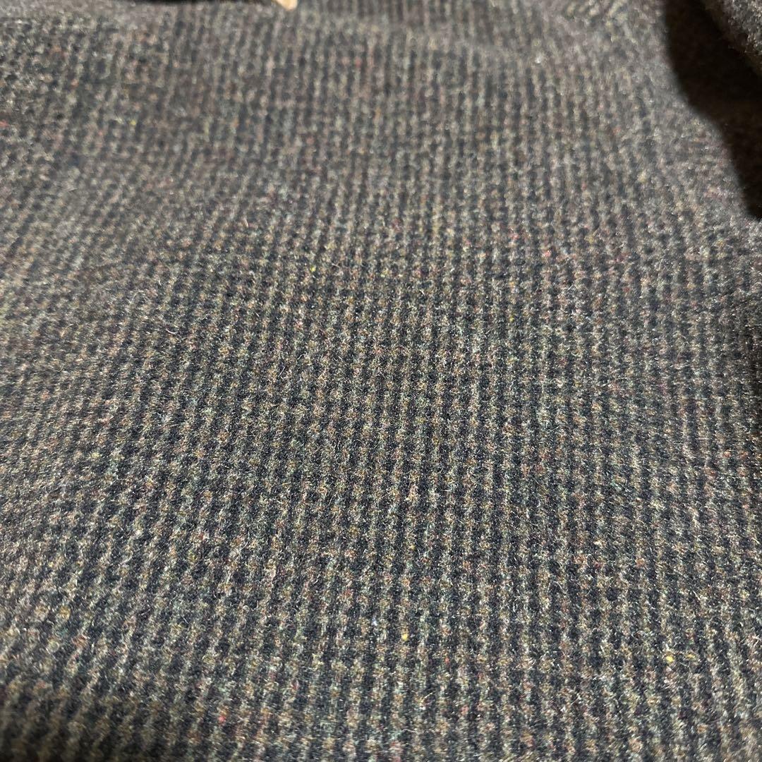 希少 80s〜90s eddie bauer ツイードコート 襟レザー USA製