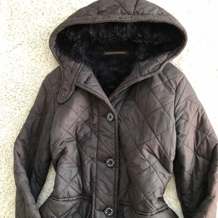 マッキントッシュ 裏地ボアキルティングロングコート黒36