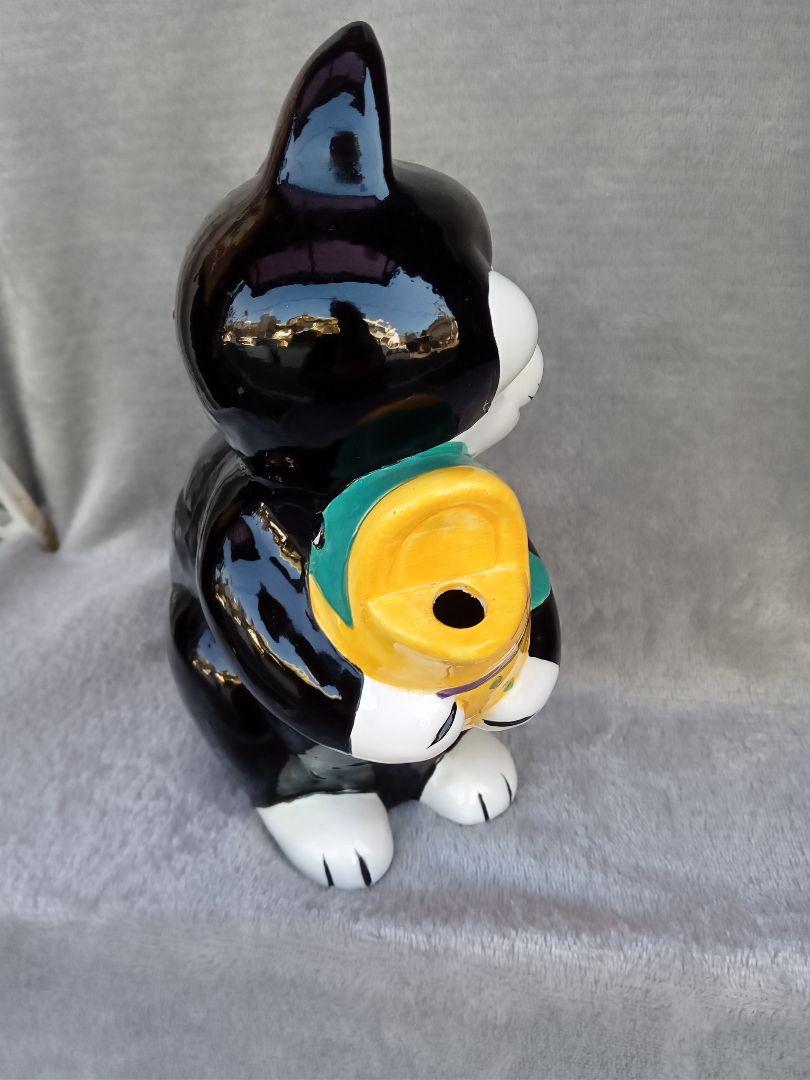 黒猫ハチワレ　水注　ハンドペイント　黒猫コレクション ビンテージ