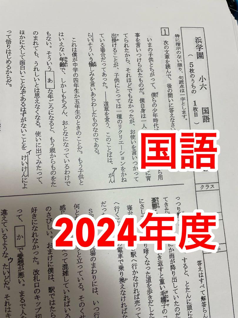 浜学園　国語　6年　テキスト　復習テスト　日曜錬成　Vクラス 浜学園 小6 2024年度 国語 1年分 復習テスト Vクラス 解答用紙