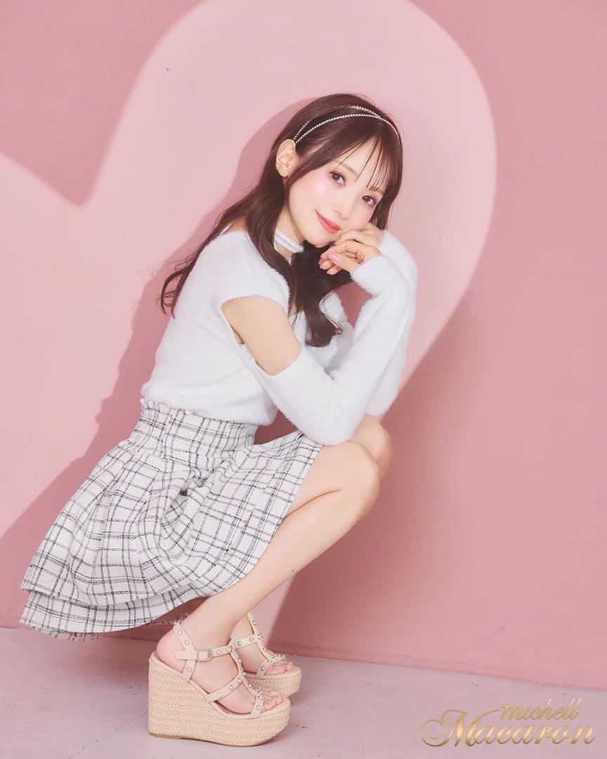 新品未開封　ミシェルマカロン　ツイード美脚スカート　M