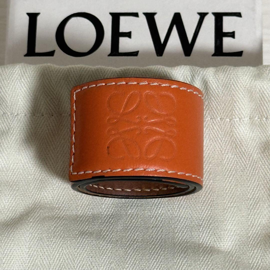 箱・袋付LOEWE/ロエベ/スラップブレスレット/アナグラム /レザー/オレンジ