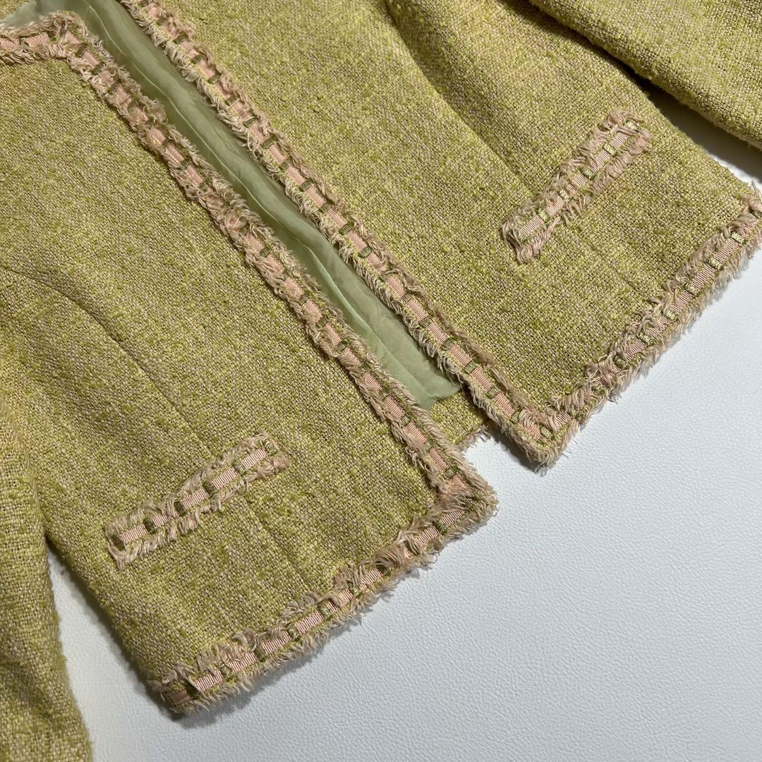 良品 Foxey フォクシー ツイードジャケット コットンリネン ノー
