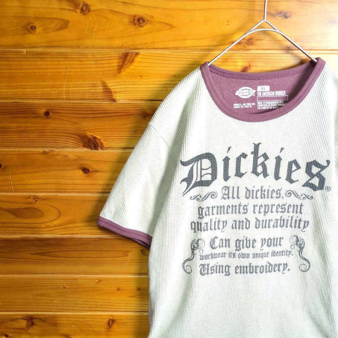 Dickies　ディッキーズ　リンガーTシャツ　ベージュ　XL　ワッフル生地