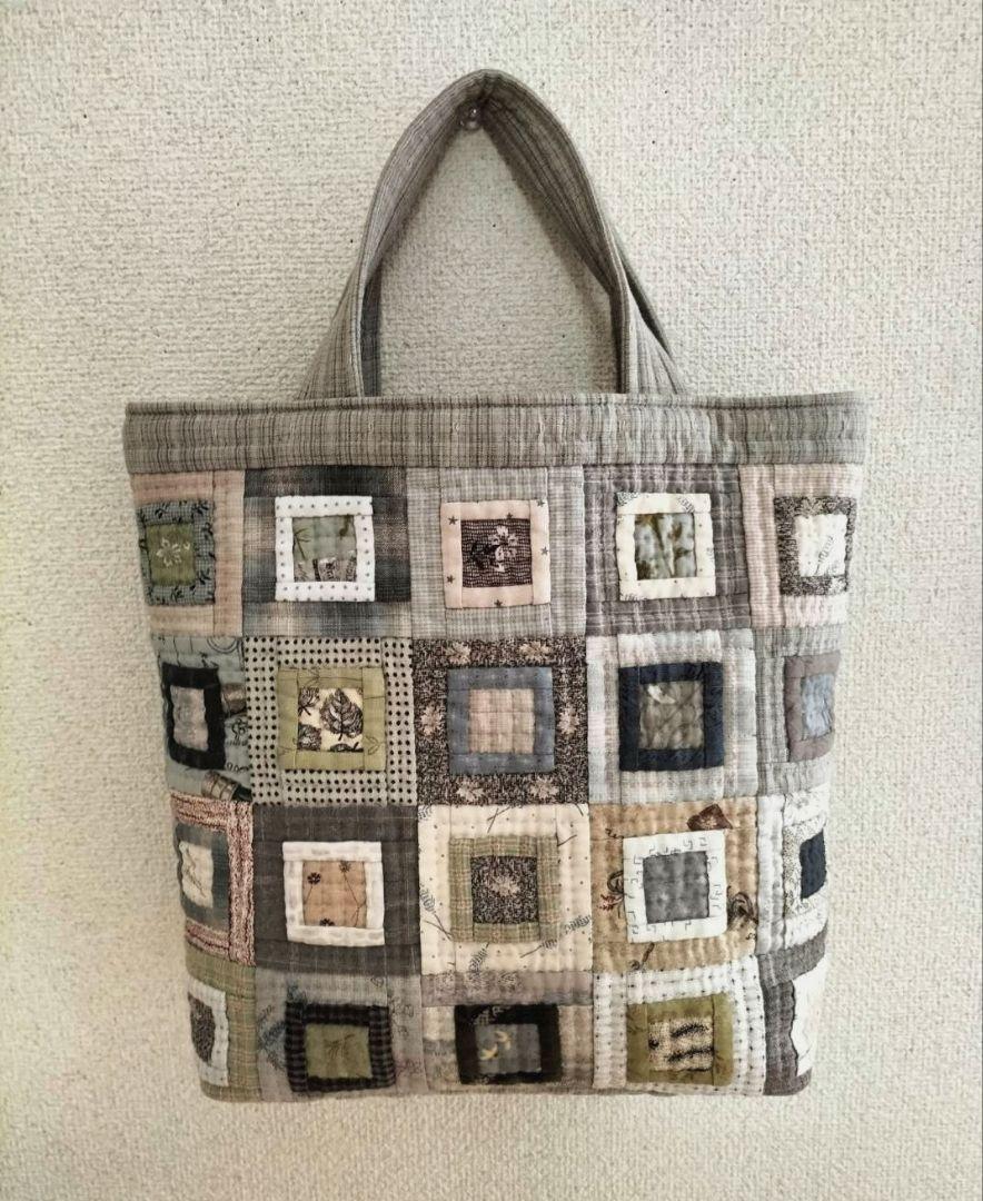ログキャビンの手さげバッグ。」パッチワーク ❁ ハンドメイド