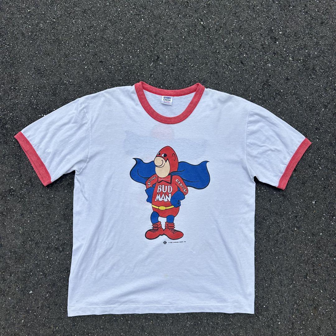 「希少」 Budweiser BUDMAN 80s リンガーTee XL 大きめ