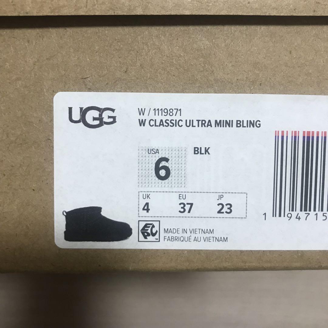 【新品未使用】23cm UGG クラシックウルトラミニ　ブリング（ブラック）