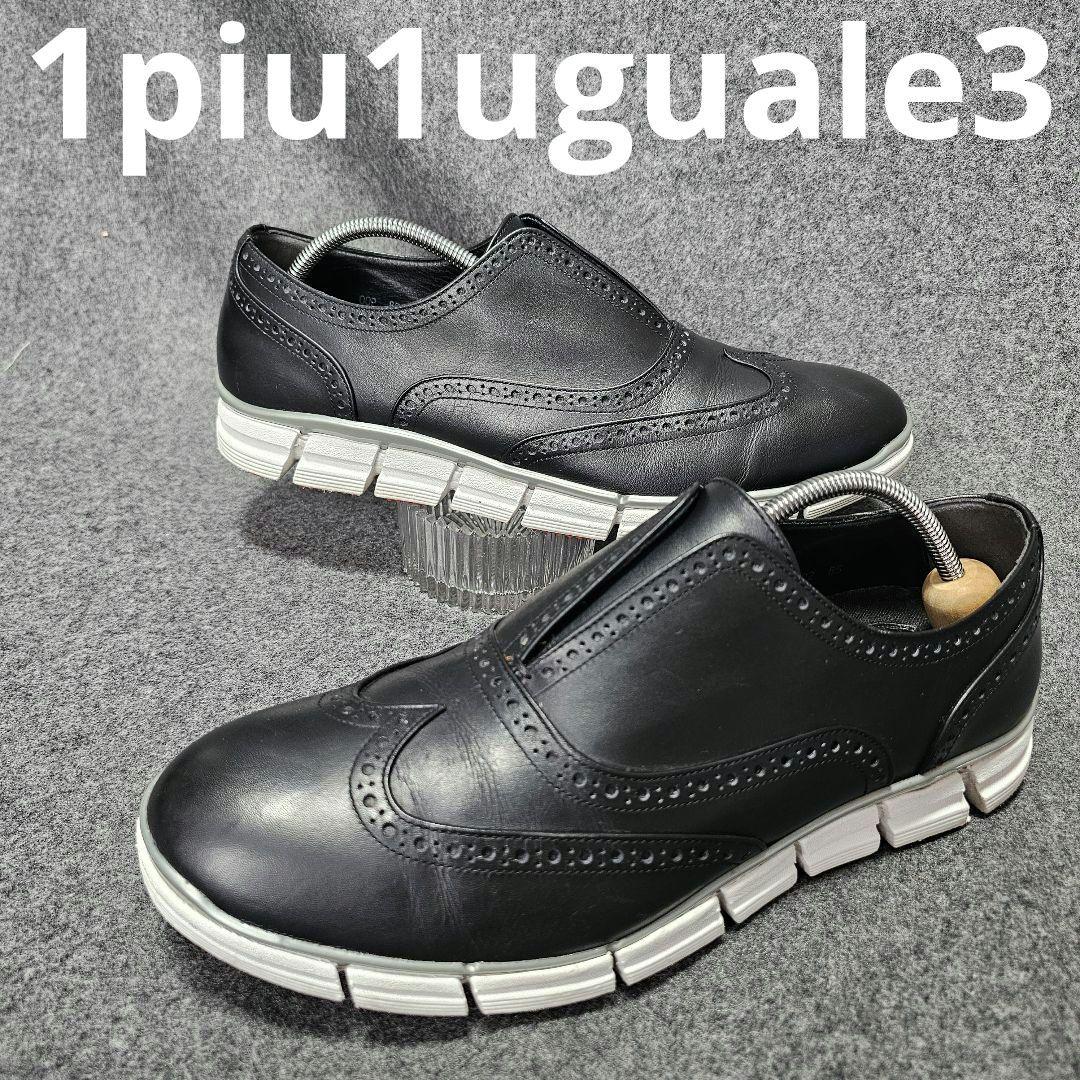 【1piu1uguale3】人気ウィングチップ クラシックレザースニーカー 黒