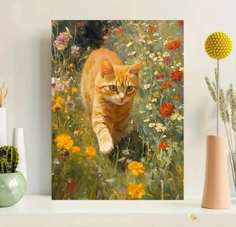 油絵風 茶トラ 猫 絵画 アート ネコ ねこ インテリア 壁掛け 猫