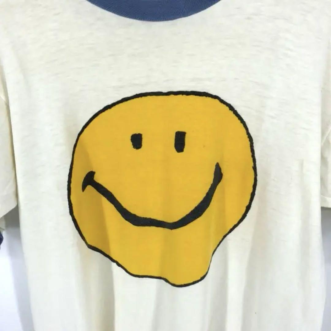 1970年代/ハッピーフェイス/リンガーTシャツ/M
