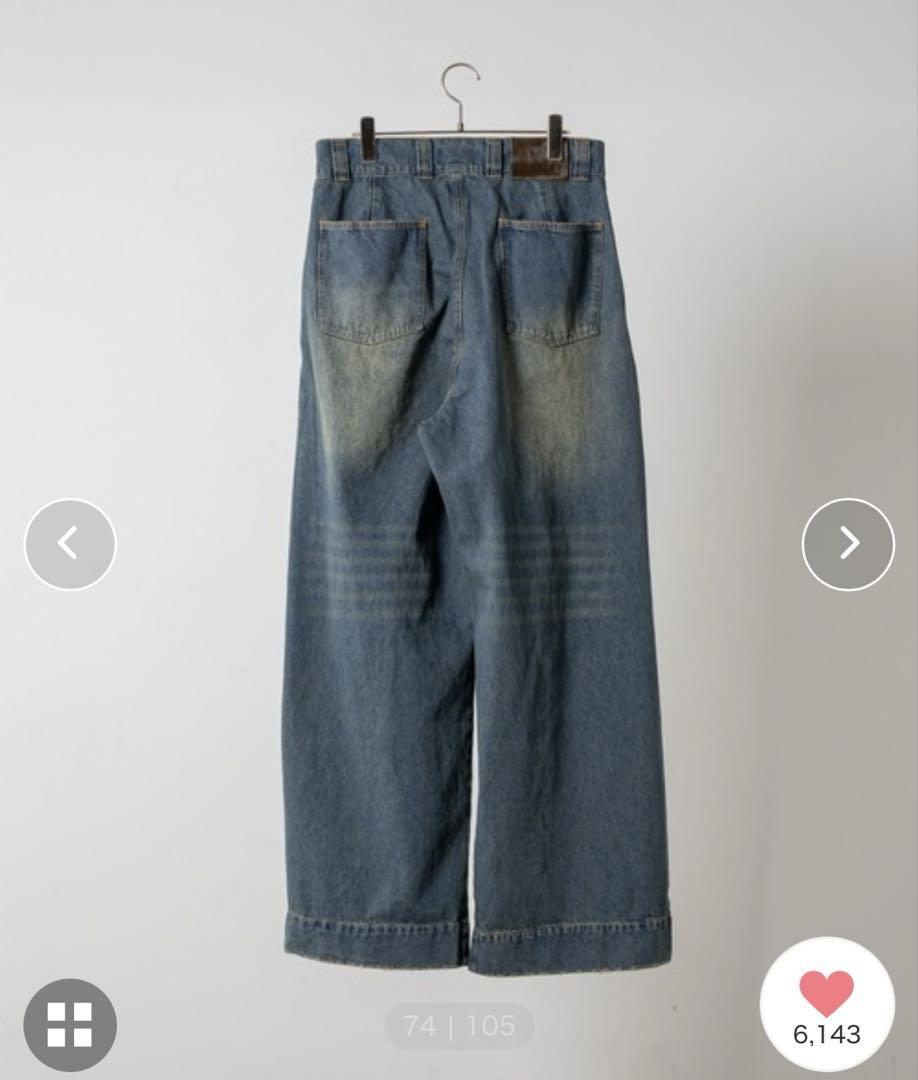 soerte ワイドバギーヴィンテージライクデニムパンツ ブラック サイズ1 WIDE BUGGY VINTAGE LIKE DENIM PANTS ' MUD DYEING / WASHED
