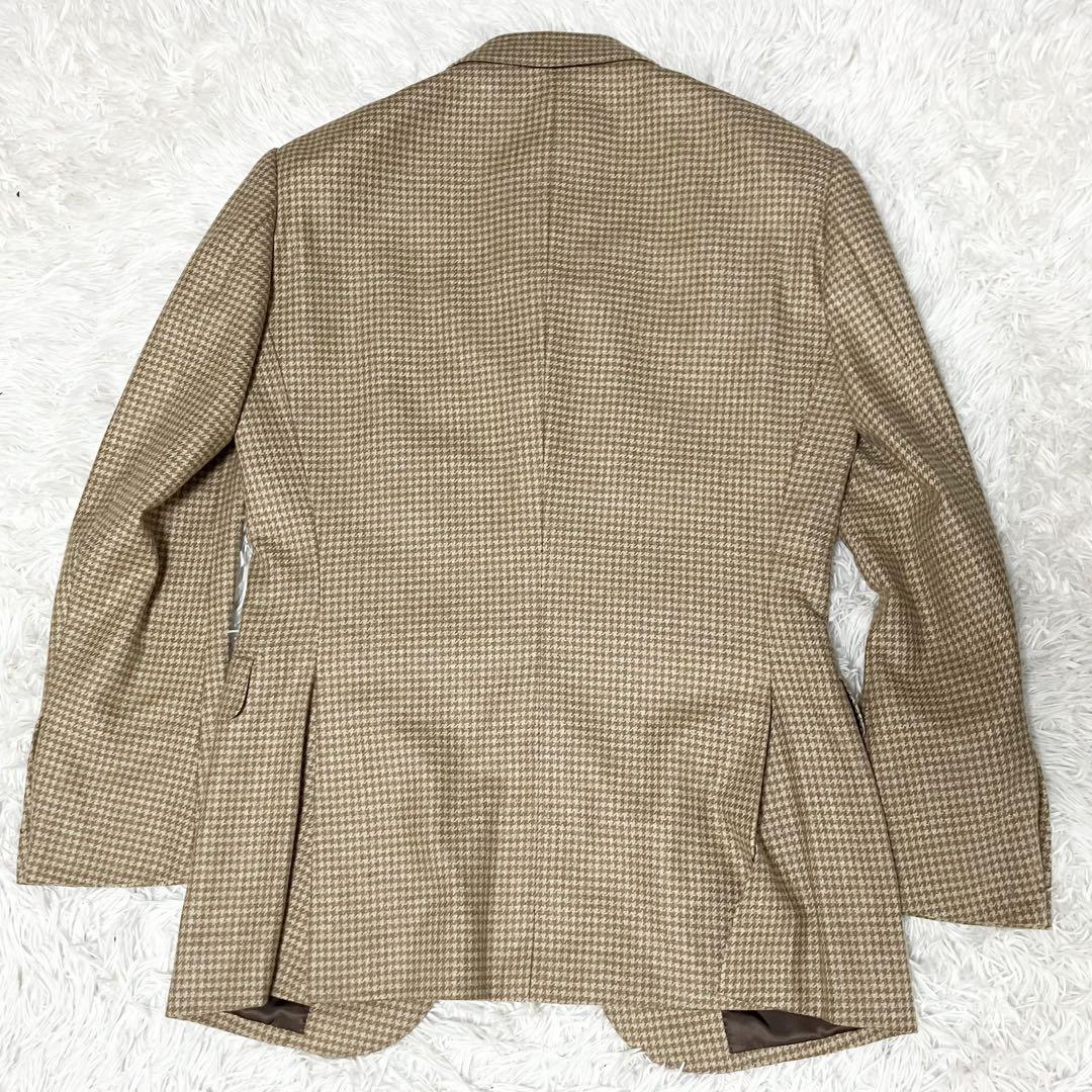 未使用級 カシミヤ100% 英国製生地 テーラードジャケット 3B 千鳥格子柄