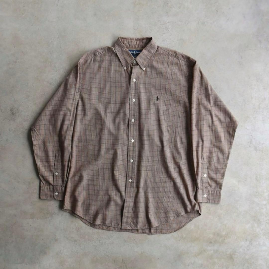 90s ラルフローレン BLAKE フランネル チェック 長袖シャツ LL・Polo By Ralph Lauren