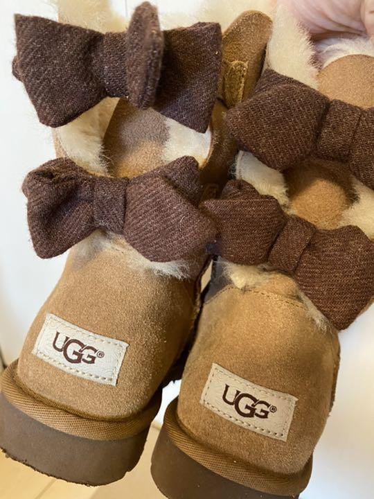 HOTSALE 美品 UGG リボン ムートンブーツ 24cm veOyG-m61771019430 2022即納