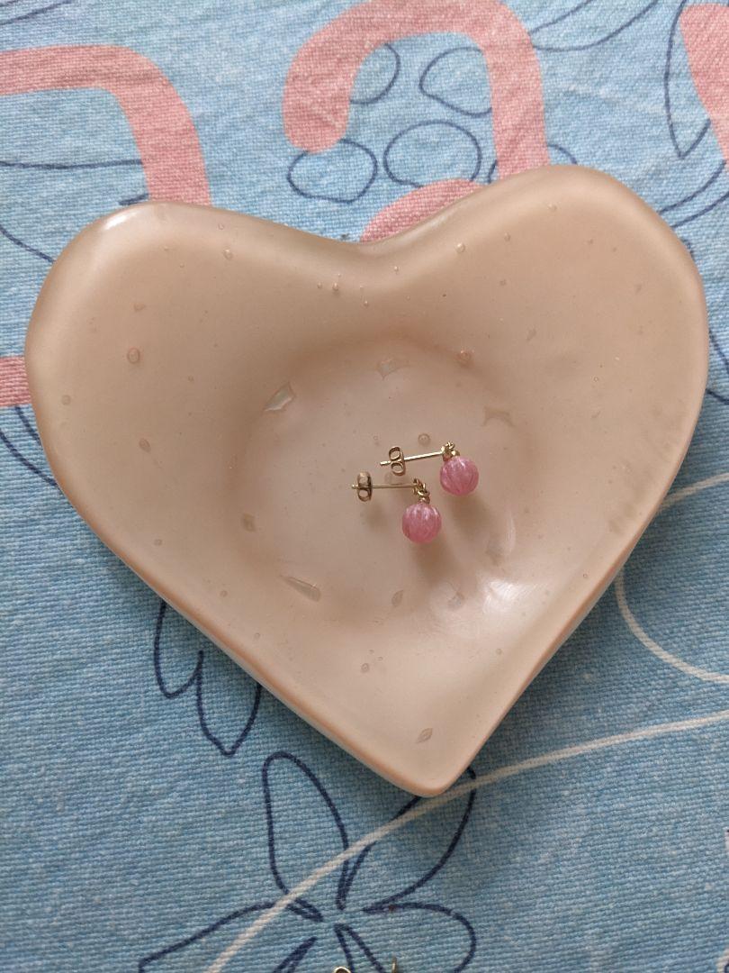 ピンク天然石18kピアス　春　新生活　バレンタイン　恋　PINK