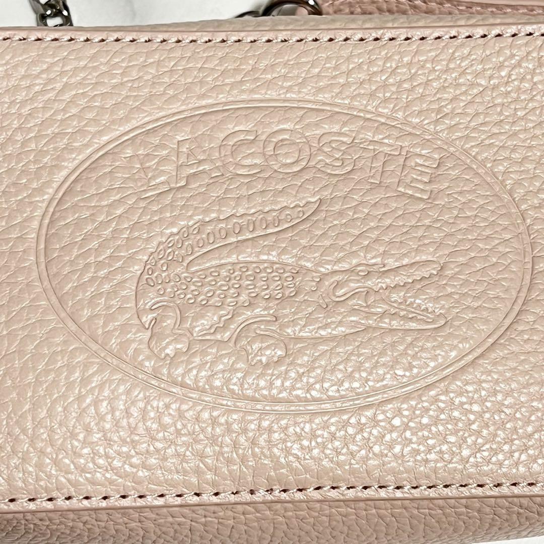 【極美品】ラコステ　CROCO CREWフルグレインレザーウエストバッグ　ピンク