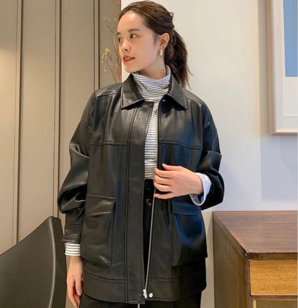 Ray BEAMS　レザージャケット、サイズ1 中古・古着通販】RAY BEAMS (レイ ビームス) ラムレザー ノーカラー