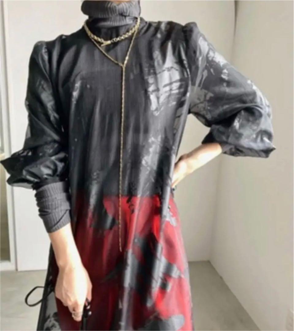 RUBBER PAINT ART SHEER DRESS