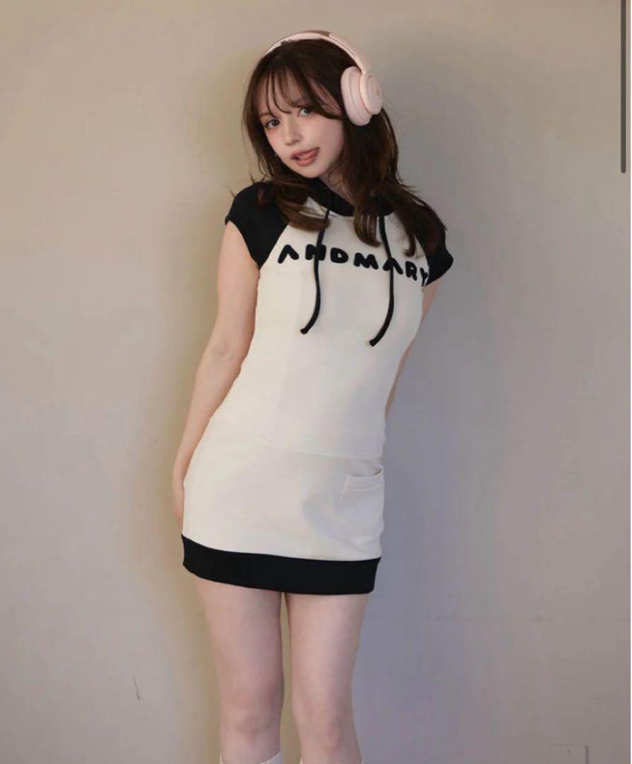 【最安値】Andmary Mary logo mini dress black