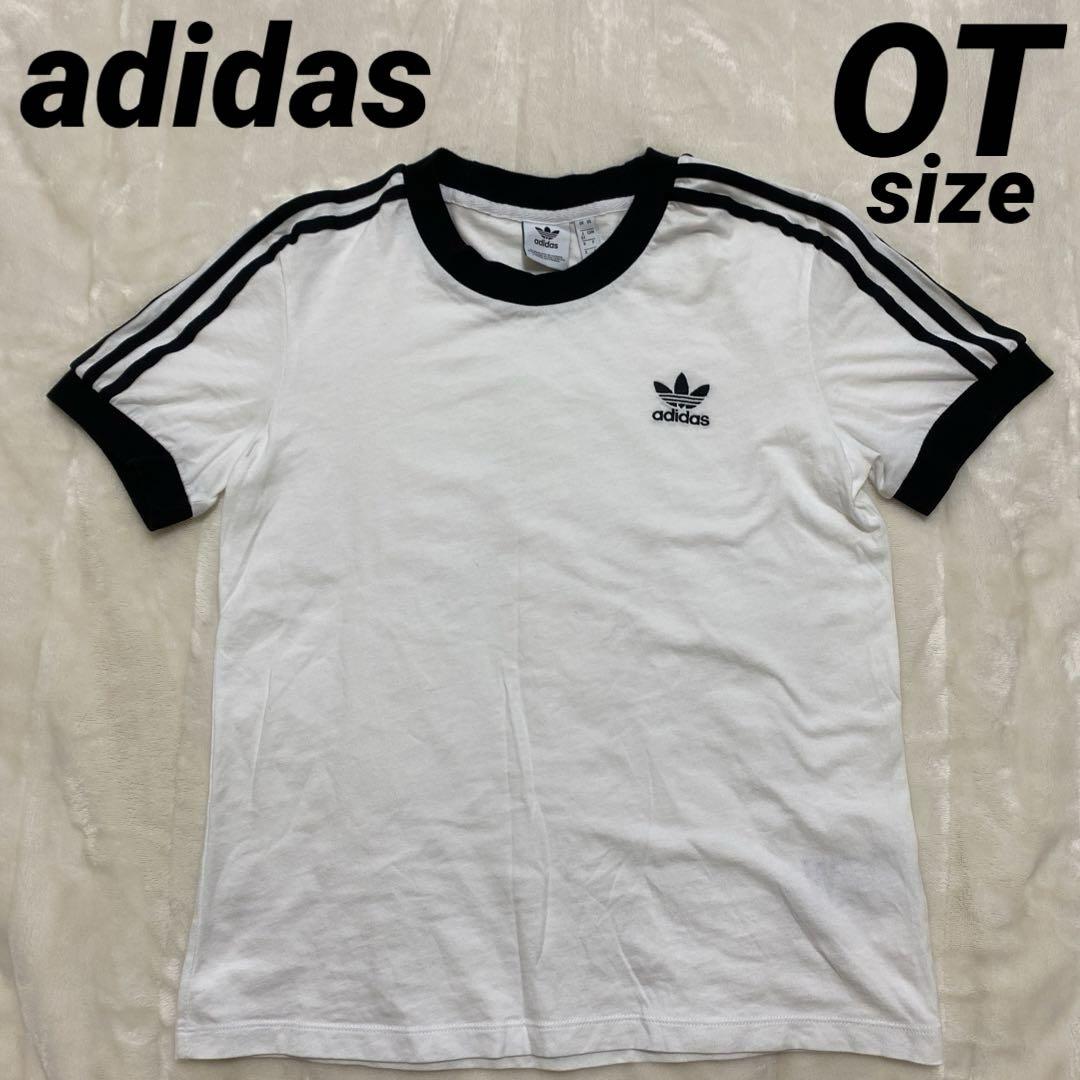 adidas アディダス リンガーTシャツ トレフォイルロゴ 刺繍ロゴ ホワイト