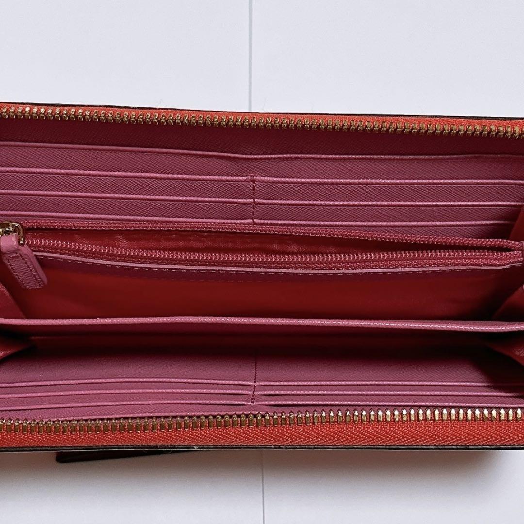 中古品正規 MCM 長財布 赤 レッド ピンク 総柄 ラウンドファスナー 画像5