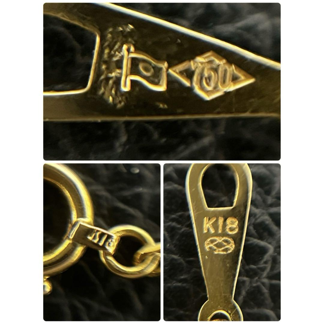 (B052304①)K18 YG ネックレス 切子チェーン ホールマーク750