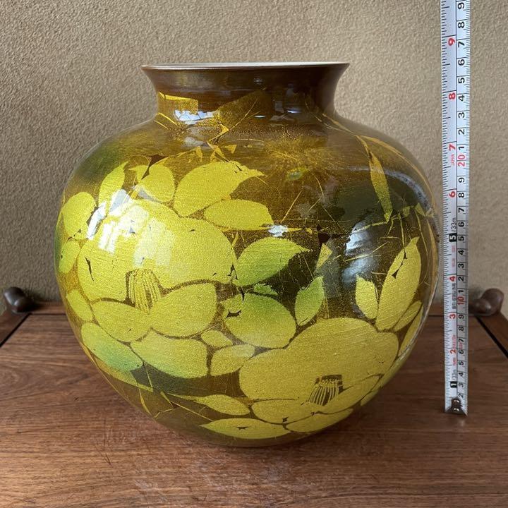 サイズ 新品未使用 金箔山茶花 山田登陽志 0DrLE-m61791890939 九谷焼 9号花瓶 ϟサイズ