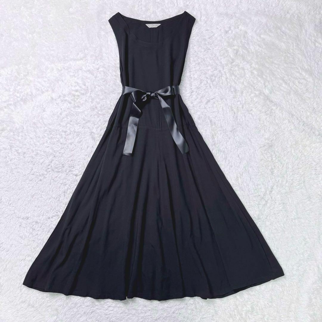 【美品】ヤッコマリカルド　ノースリーブマキシ丈切り替えAラインワンピース黒