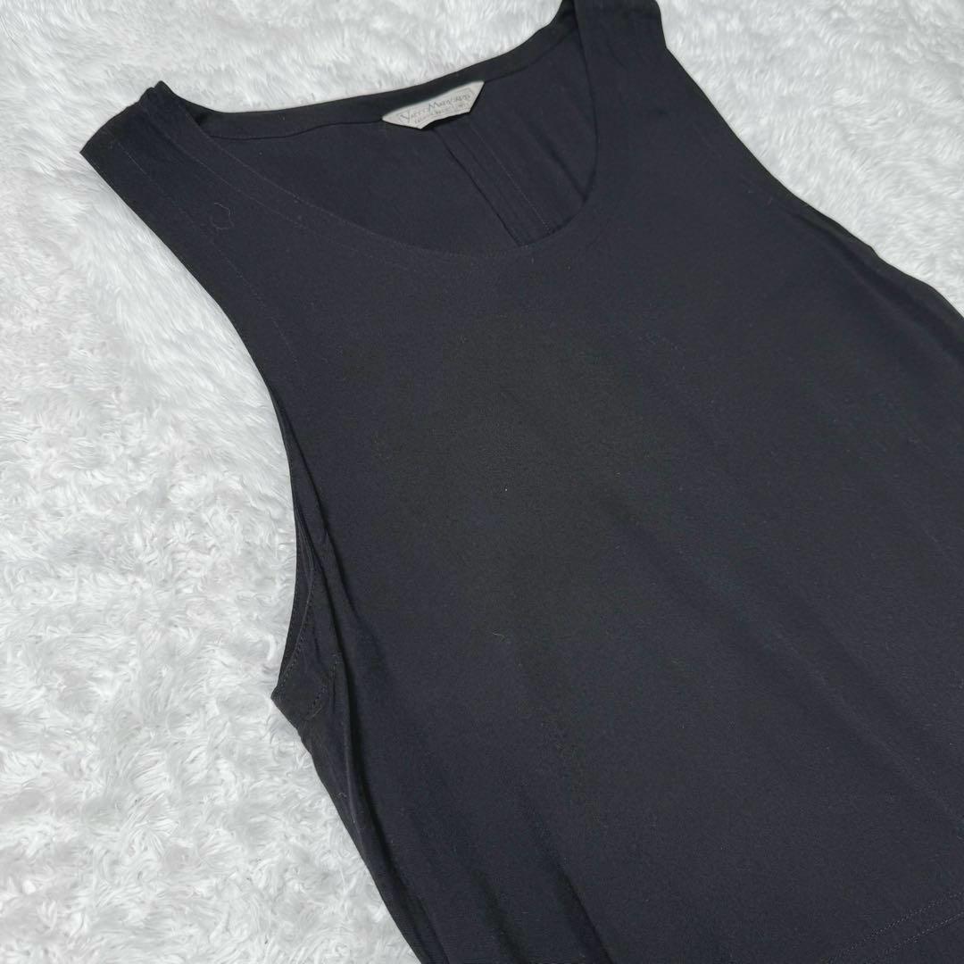 【美品】ヤッコマリカルド　ノースリーブマキシ丈切り替えAラインワンピース黒