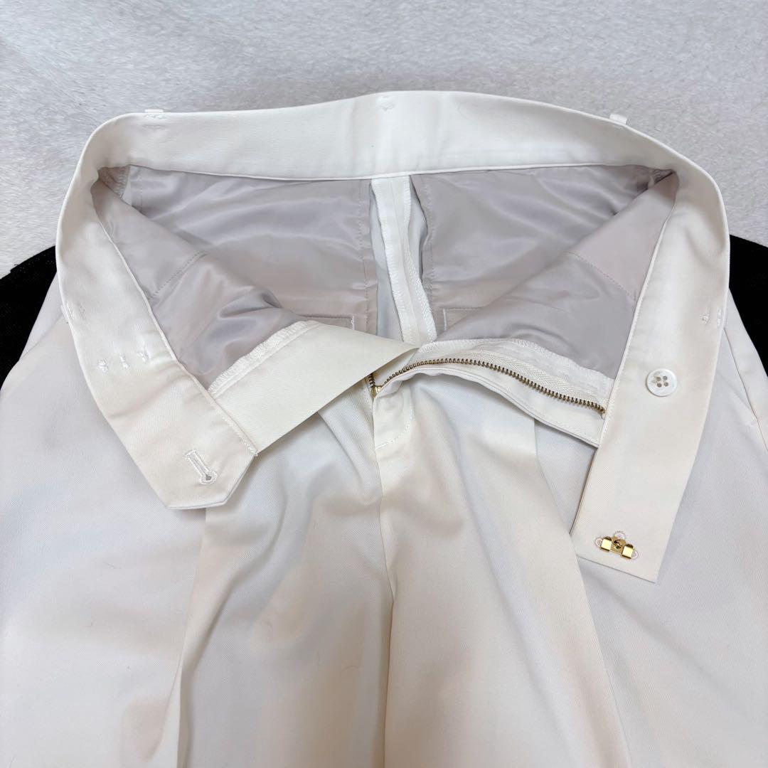 【23SS・美品】NOBLE エステルツイルストレッチスラックスパンツ 白 36